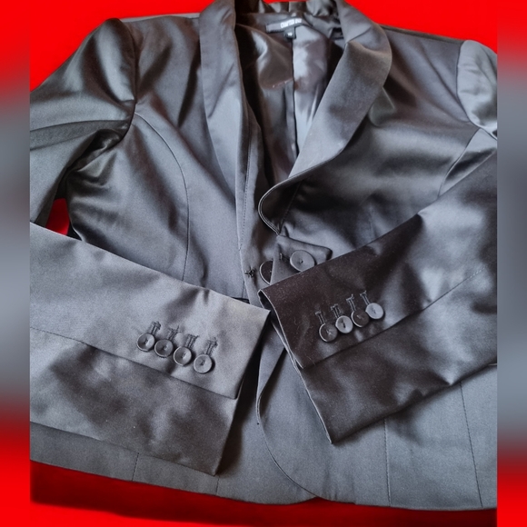 Chapter One 'Tuxedo' Black Satin Lined Blazer Suit Jacket Ladies Size 10 - Picture 8 of 10